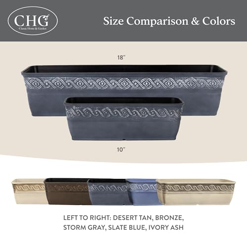Classic Home and Garden Corinthian Trough Planter, 10", Slate Blue (3 Pack) - color: Slate Blue