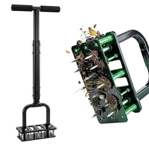 Manual Lawn Aerator Tool, 15-Spike Step-On Aerator for Small Lawns