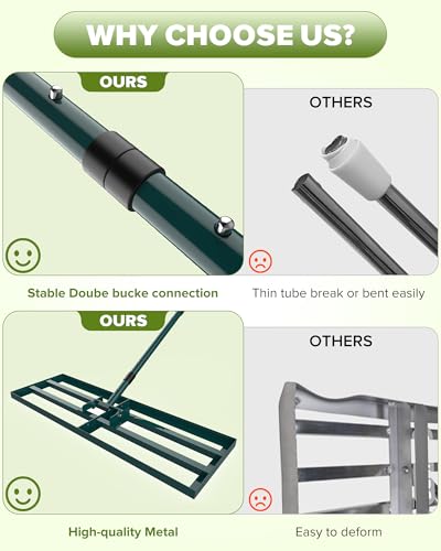 30 Inch Lawn Leveling Rake with 78'' Adjustable Handle for Backyard/Garden - size: 30 Inches