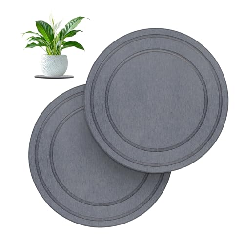 Diatomaceous Earth Plant Pot Saucers for Indoor & Outdoor, 2 Pack 8 inch, Round Plant Drip Trays, Plant Dish Pant Plate to Catch Water, Instant Drying Stone Drainage Tray - size: 8 inch