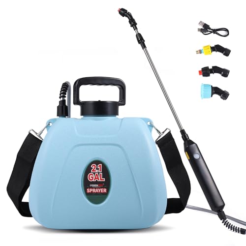 POSENPRO Battery Sprayer 2 Gallon with 3 Mist Nozzles for Lawn Garden Yard