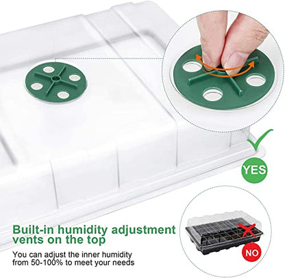 MIXC 5 Pack Seed Starter Tray, 200Cell Mini Propagator Greenhouse Grow Kit - color: Green, size: 40-Cell 5-Pack