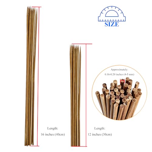 HAHIYO 12 and 16Inches 20Pcs Total (10Pcs Each) Natural Carbonized Bamboo Plant Stake Wood Garden Stake Bamboo Rod Wooden Plant Support Floral Stick for Orchid Tomato Potted Indoor Outdoor Gardening - size: 12In&16In-20P