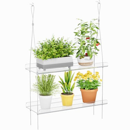 Lifewit 2-Tier Window Plant Shelves, 15" Acrylic Adjustable Hanging Shelf - size: 2-Tier