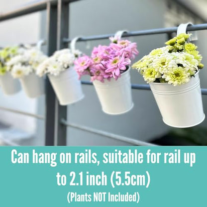 LaLaGreen Round Rail Planter (6 in, 12 Pack) White Metal Iron Flower Pots - size: 6" x 12 Pack (White)
