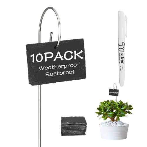10-Pack Marble Rectangle Garden Markers,Weatherproof Metal Plant Labels Large Planting Seedling Stake Signs, for Seedlings Herbs Vegetable Greenhouse Gifts with White Marker Pen Labels - color: Marble Rectangle