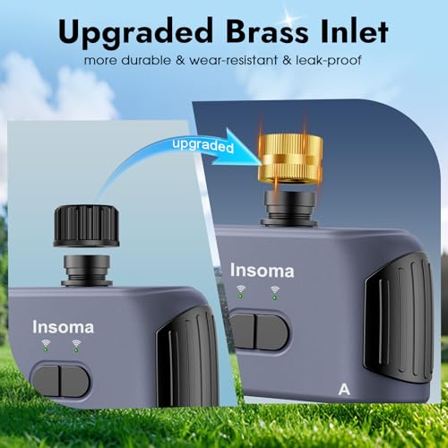 WiFi Water Timer for Garden Hose with Brass Inlet,Smart Hose Timer with WiFi Hub, APP & Voice Control,Up to 20 Watering Plans, 2-Zone Sprinkler Drip Irrigation System Controller for Yard Lawn Watering - color: Black