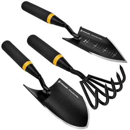 Kemaier 3-Piece Garden Tool Set, Heavy-Duty Stainless Steel Premium Tools