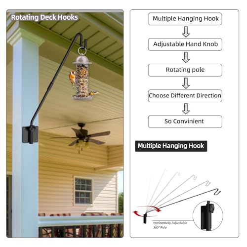Deck Hook Wall Mount, Heavy Duty Metal Plant Hanger 360° Rotating - size: Wall Mounted