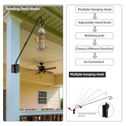 Deck Hook Wall Mount, Heavy Duty Metal Plant Hanger 360° Rotating - size: Wall Mounted