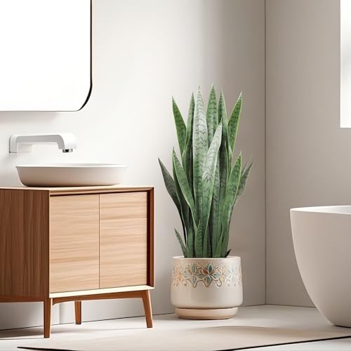 KOL 3FT Artificial Snake Plant, 35in Fake Sansevieria Indoor Outdoor - size: 1 PC