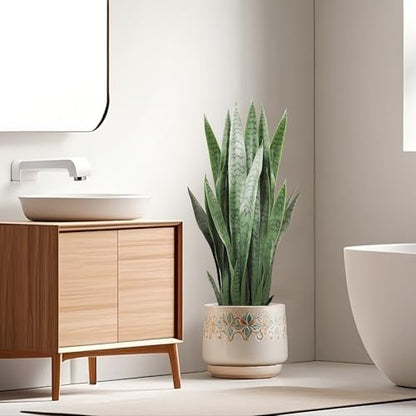 KOL 3FT Artificial Snake Plant, 35in Fake Sansevieria Indoor Outdoor - size: 1 PC