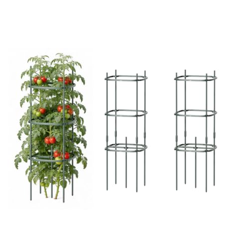 Vego Garden Tomato Cage Tomato Tower 3 Tier for Garden & Pots, Rust-Resistant Tomato Stakes Heavy Gauge Plant Cage Trellis Support for Climbing Vegetables Plants - size: 3 Tier