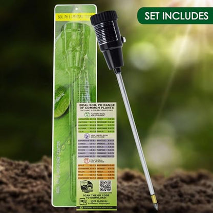 Soil PH Meter, Soil Moisture Sensor Meter, Soil PH Tester Gardening Tool Kits for Plant, Tree, Soil Tester for Moisture Great for Garden, Lawn, Farm, Indoor & Outdoor Use 295mm Long