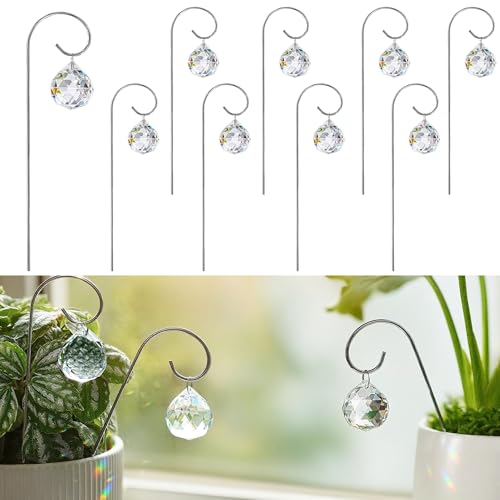 9 Pieces 30mm Clear Crystal Ball Prism Suncatchers with 7.5’’ Small Trellis - style: 9pcs-Sliver-30mm Crystal Ball Prism