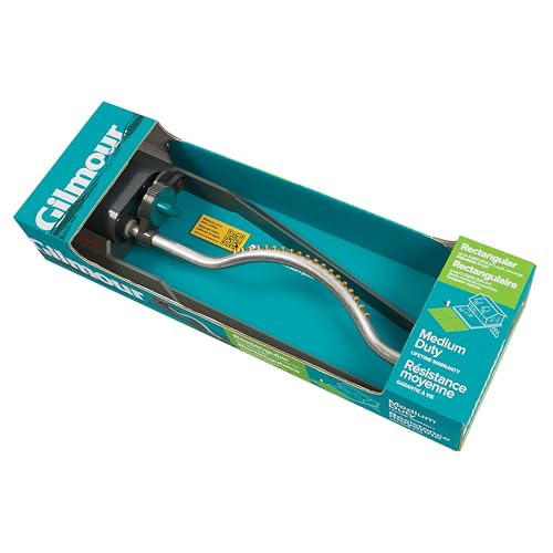 Gilmour 3600 Sq Ft Adjustable Rectangular Lawn Sprinkler, Oscillating, Large Area Coverage, For Lawn and Garden, Gray