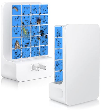 Advanced Double-Sided Indoor Fly Trap for Home, Plug-in 5-Way UV Light - size: 1 Device + 4 Refills