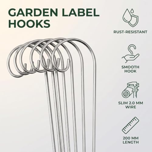 20Pcs Silver Planter Plant Label Hooks Garden Markers Stake Plant Label Holder Plants Label Hanger Garden Plant Sign Stake Rustproof Deformed Gardens Plant Sign Hooks Hanging Rods for Flower (20cm)