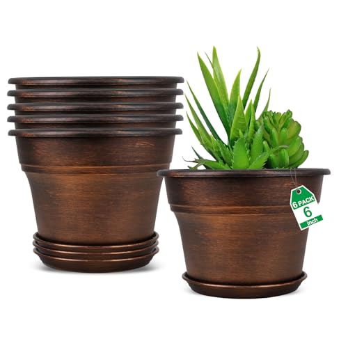 Fodetyff Planters-Plant-Pots-Indoor-Outdoor, 6 inch 6 Pack Copper - color: Copper, size: 6 inch-6 pack