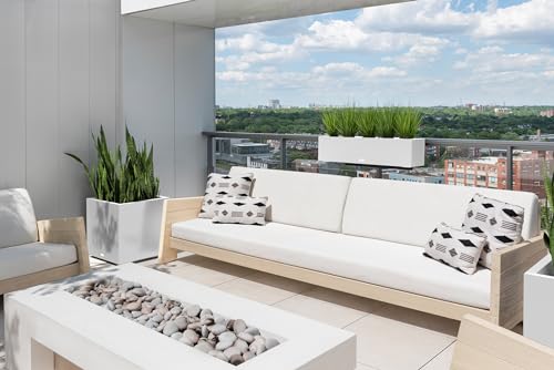 Veradek Block Series Railing Planter - Outdoor Window Box with Bracket - color: White