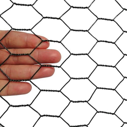 PVC Hexagonal Poultry Netting Chicken Wire 36" x150' x 1" Mesh 20GA Black - size: 36"x150'-1" 20GA
