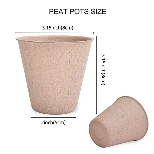 JERIA 200-Pack 3.15 Inch Peat Pots for Seedling with 200 Pcs Plant Labels,Outdoor Garden Germination Nursery Pots,Biodegradable Seed Starter Pots Kits - style: 200P