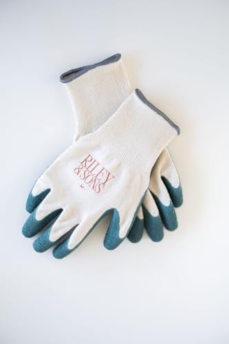 RILEY & SONS Eco-Friendly Garden Gloves - Biodegradable, GOTS Certified Organic Cotton, FSC Certified Rubber, Unisex Sizing - size: Large
