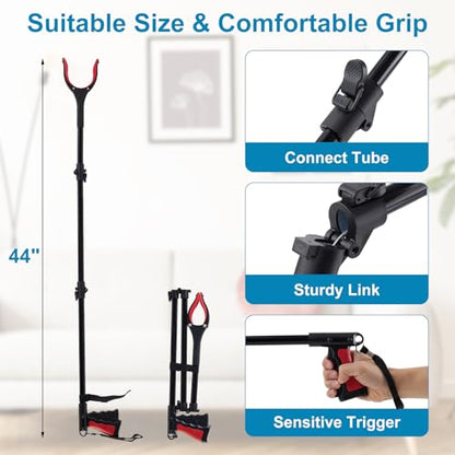 Grabber Tool with 360° Rotating Head - 44-inch Foldable Pickup Wand Fits, Purposes, Wheelchair Accessible Tool and Handheld Grabber, Trash Picker Tool, Cushioned Heavy Duty Grabber