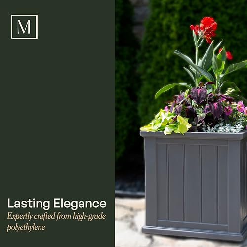 Mayne Cape Cod 20in Self-Watering Square Planter, Black - color: Black, size: 20in