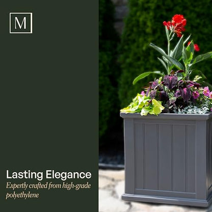 Mayne Cape Cod 20in Self-Watering Square Planter, Black - color: Black, size: 20in