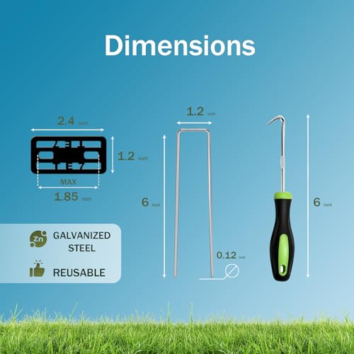 6 Inch 25 PCS Galvanized Landscape Staples with 25 PCS Gasket, Landscape Fabric Pins Stakes Lawn Ground Cover Garden Staples Spikes Weed Barrier Stakes - size: 25PCS