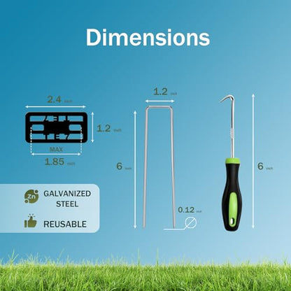 6 Inch 25 PCS Galvanized Landscape Staples with 25 PCS Gasket, Landscape Fabric Pins Stakes Lawn Ground Cover Garden Staples Spikes Weed Barrier Stakes - size: 25PCS