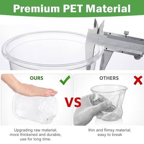 60 Pack Clear Nursery Pots with Drainage Holes, 5/6//7 Inch