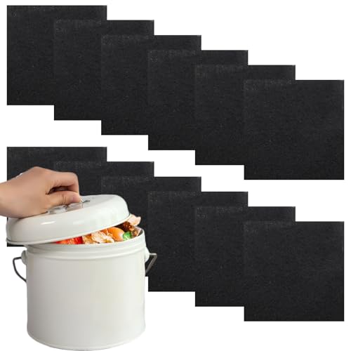 Biaungdo 12 Pack 5 Inch Square Charcoal Filter, Black Compost Bin Filters