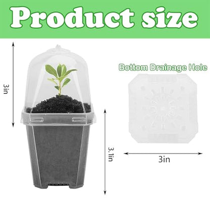 10 Pcs 3" Clear Plant Nursery Pot with Humidity Dome, Plastic Gardening Pot - color: 10pcs-white, size: 3 Inch