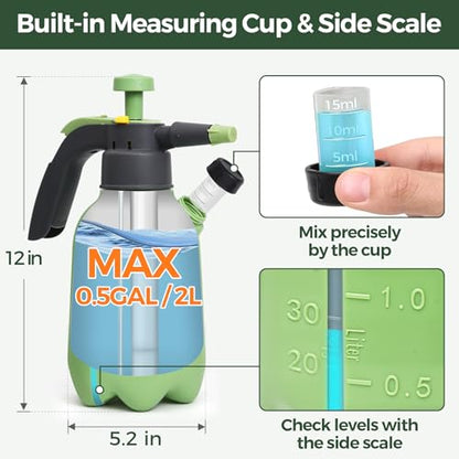 T4U Pump Sprayer 0.5 Gallon, Hand Pressure Spray Bottle for Plants