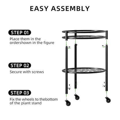 2 Tier Heavy Duty Rolling Plant Stand, 2 Pack Black - color: black