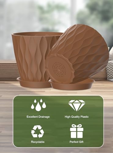 Set of 6 Plant Pots 4 inch Pots, Plastic Planters with Drainage Holes and Saucers,Plastic Flower Pots,Nursery Planting Pot for Indoor Out Door Plants（Multicolour） - color: Multicolour