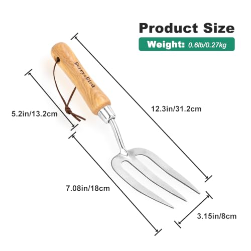 Gardening Hand Fork, Stainless Steel Hand Weed Fork - size: 12.3in