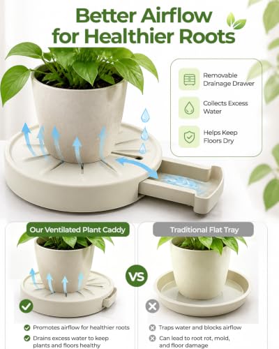 Plant Caddy with Wheels 12 Inch, Indoor Outdoor Rolling Plant Saucer - size: 12.5-inch