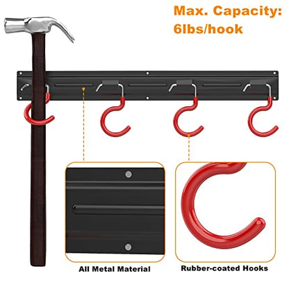 WALMANN All Metal 64 inch Wall Mount Garden Tool Organizer for Garage