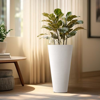 Kante Set of 2 White Plastic Round Planters 18" Tall Home & Outdoor - color: White, size: 18" H