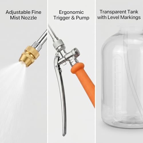 All-Metal Sprayer Wand with 3 Interchangeable Nozzles, Stainless Steel Replacement Wand for Garden Watering and Spraying, Adjustable Brass Barb Fit for 3/8" & 1/4" Hose with Locking Handle