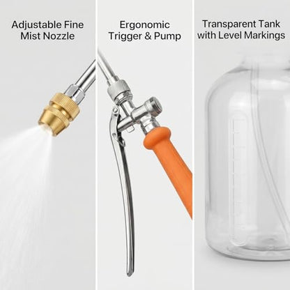 All-Metal Sprayer Wand with 3 Interchangeable Nozzles, Stainless Steel Replacement Wand for Garden Watering and Spraying, Adjustable Brass Barb Fit for 3/8" & 1/4" Hose with Locking Handle