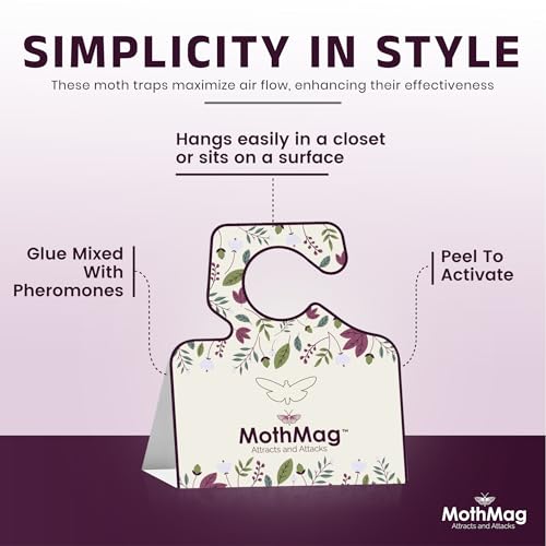 MothMag Moth Traps for Clothes, Closets, Fabrics, and Carpets, Clothes Moth Traps, Closet Moth Traps, Clothing Moth Pheromone Traps (12 Pack)
