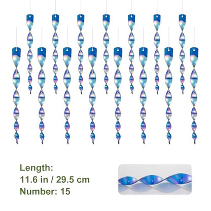OFFO Bird Scarer Rods 11.5 in (15 PCS) Reflective Bird Device Outdoor Bird Scarer to Keep Pigeon and Woodpecker Away from Garden or Yard, Blue - color: Blue