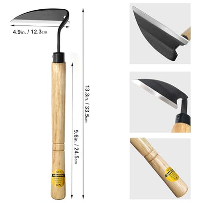 Hanpex - Japanese Weeding Sickle, Wide Blade Gardening Tools - Premium Quality Hand Hoes/Weeding Sickle Have Very Sharp Edge for Quick Work (Long Handle) - style: Short Handle
