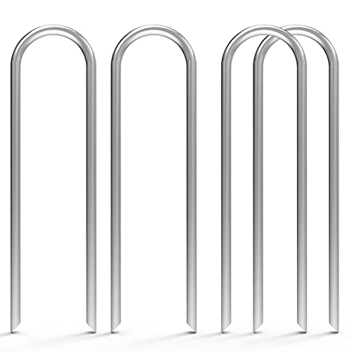 MySit 6 Inch 50 Pack U Shaped Galvanized Drip Irrigation Stakes 11 Gauge - size: 6 Inch