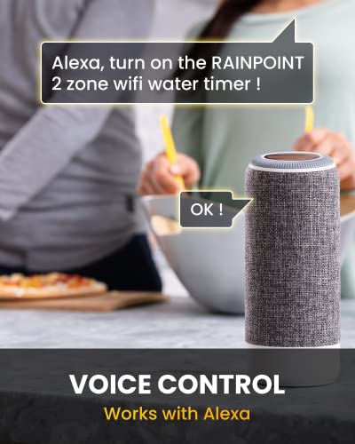 RAINPOINT WiFi Hose Timer, Smart Water Timer for Garden, Drip Irrigation Controller System with Wi-Fi Hub Automatic Manual Watering, Alexa APP Voice Control