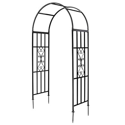 SCENDOR Metal Garden Arbor, Curved Iron Trellis Arch, Outdoor for Climbing Plants & Wedding Ceremony